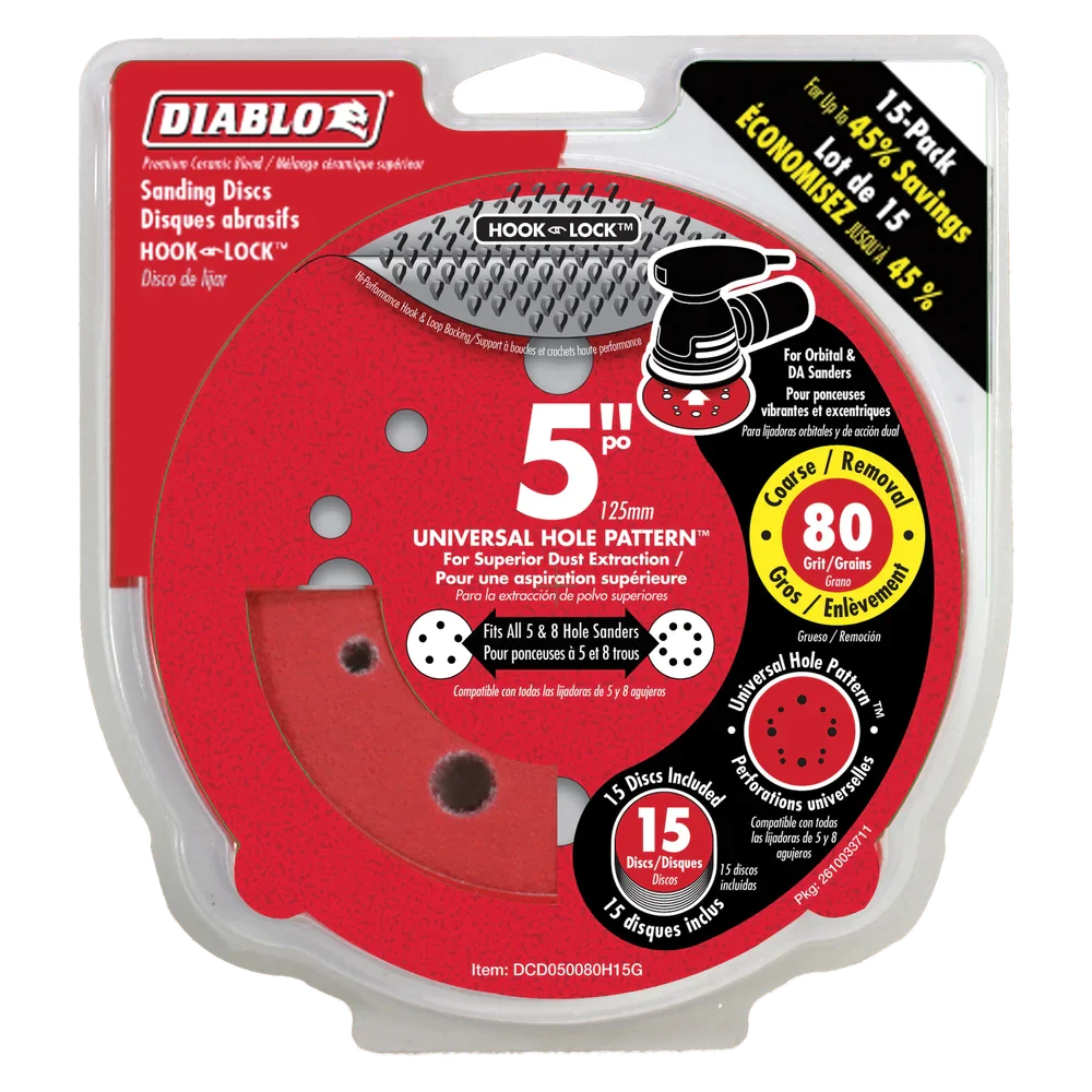 Diablo 5 in. 100 Grit ROS Hook & Lock™ Discs 50PK Diablo 5 in. 100 Grit ROS Hook & Lock™ Discs 50PK